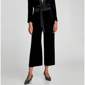 Zara Black Velvet Culottes Size XS